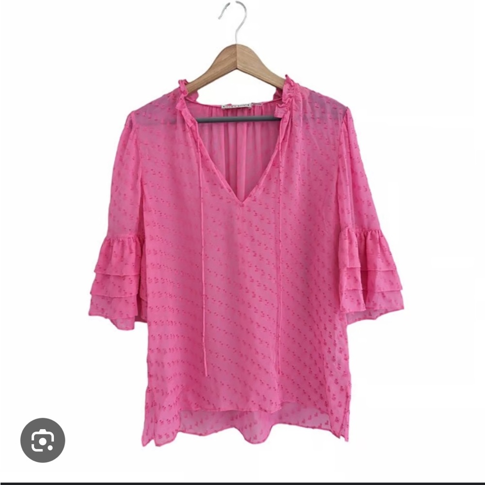 Alice + Olivia Silk Polka Dot Heart Print Blouse